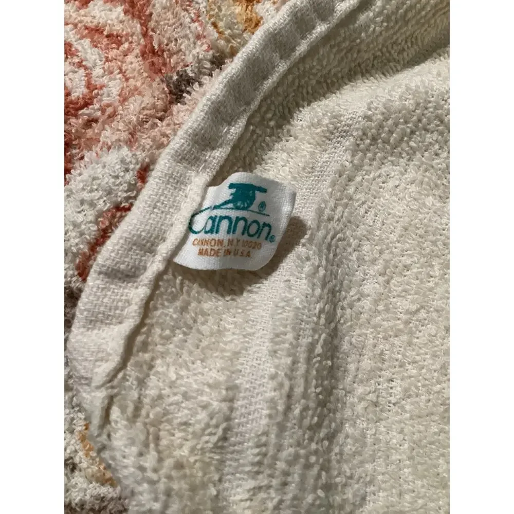 Vntg Cannon Floral & Gold Bow Bath Towel